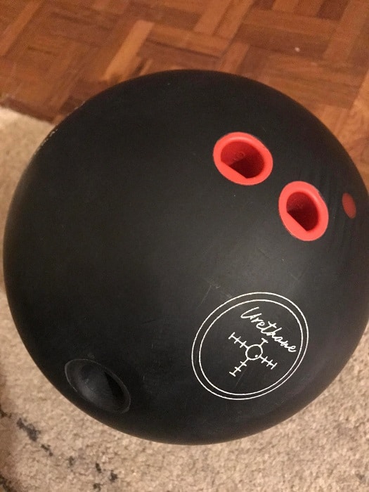A black Urethane bowling ball