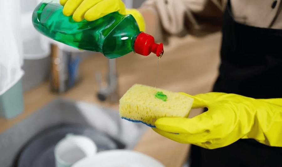 Liquid Dish Soap and Water